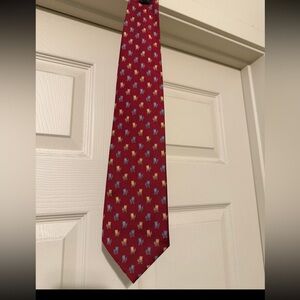 Tommy Bahama Men's Tie Silk Handmade Red Tropical Beach Chairs Aloha Necktie 57"